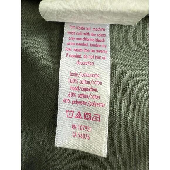 Justice Jacket Girls Size 10 Army Green Utility Parka Lightweight Coat - Picture 7 of 7